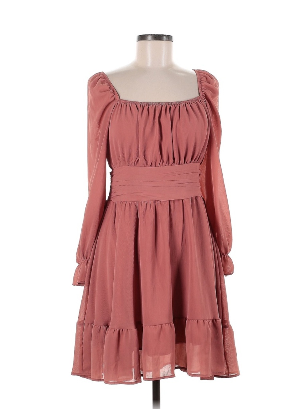 Elegant Long Sleeve Dress with Open Back in Dusty Rose